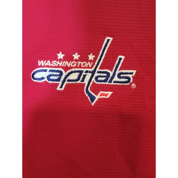 Washington Capitals Polo Shirt Red White Short Sleeve Size Medium Men's Embroide - Picture 2 of 6